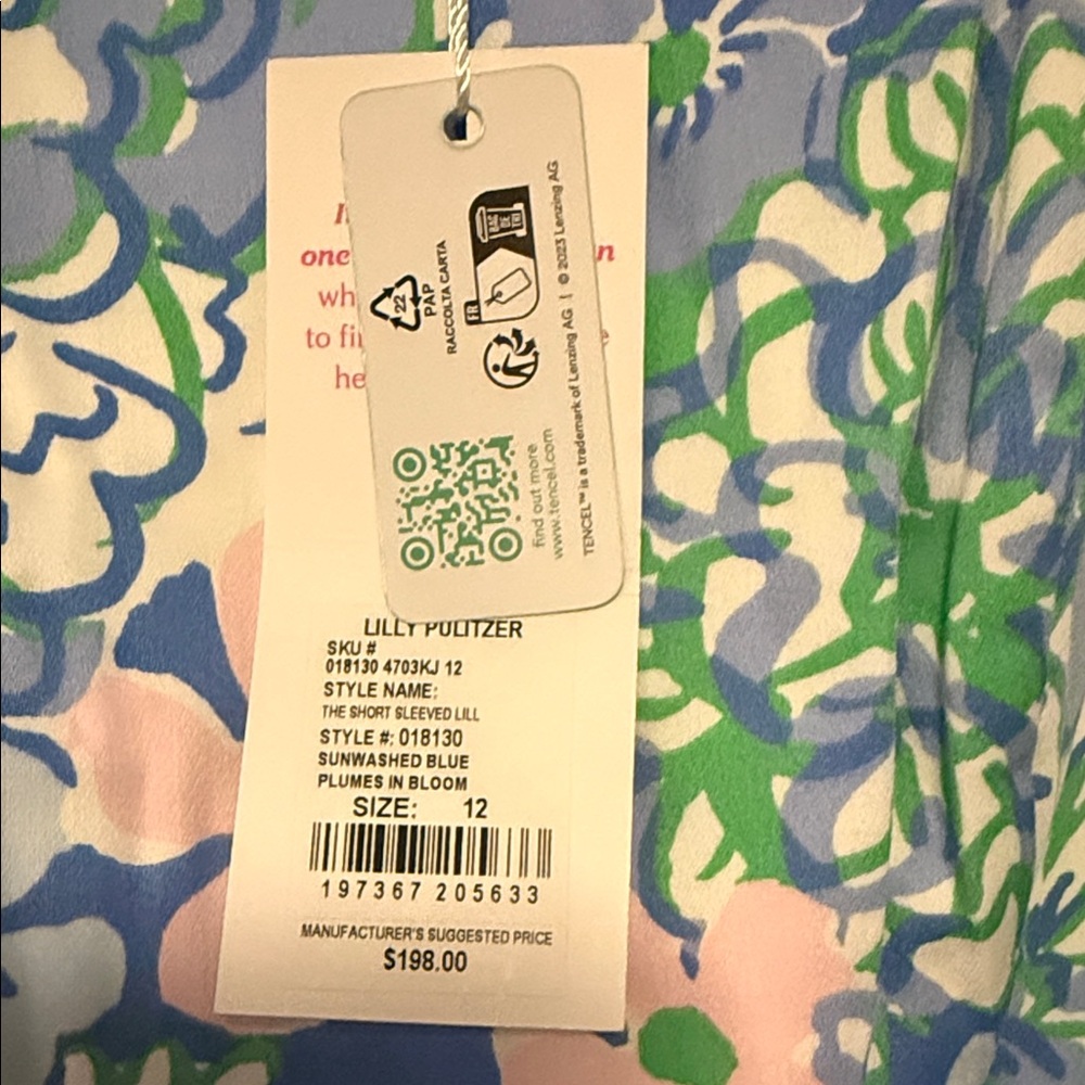 Lilly Pulitzer Short Sleeved Blue Floral Mini Dress - Picture 3 of 4